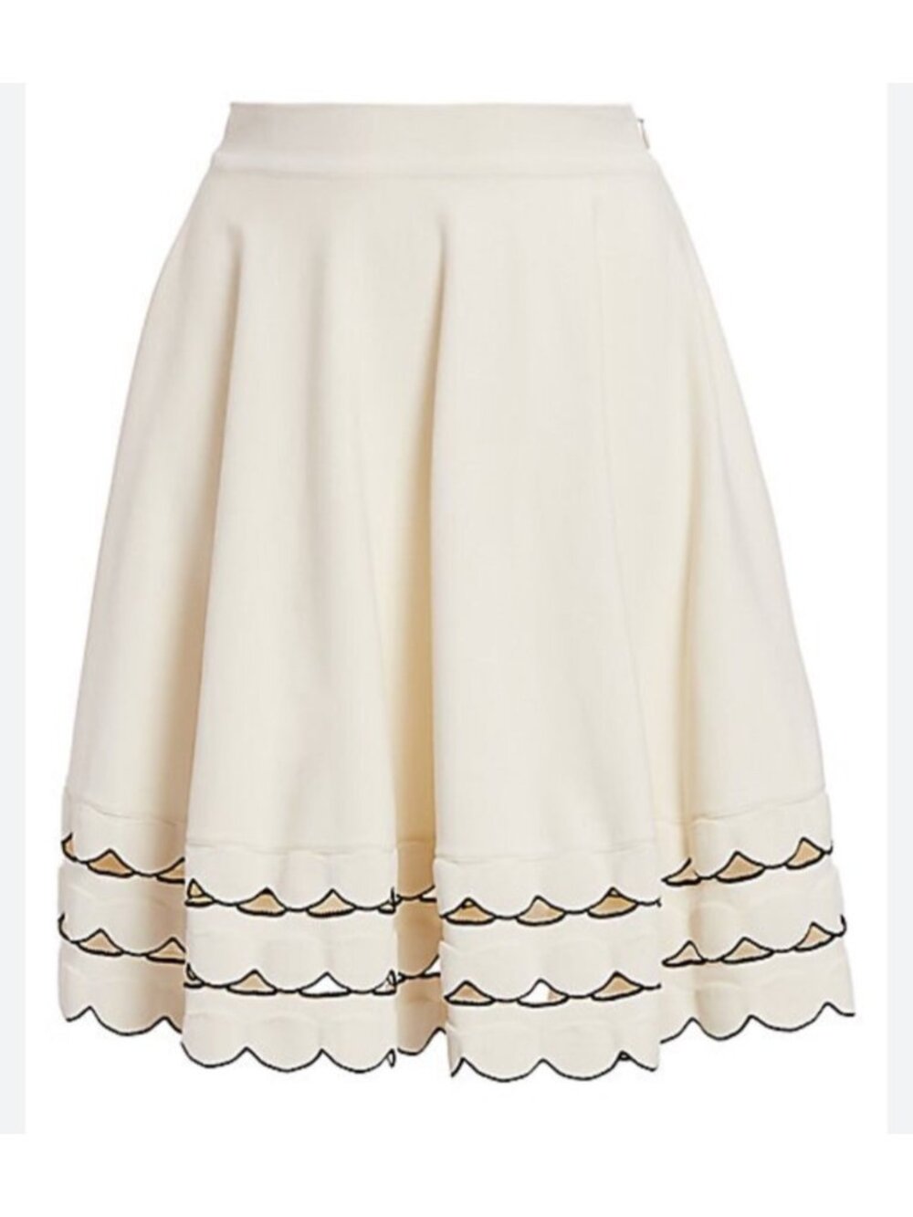 Alexander McQueen Sz Medium scallop hem circle Ivory Midi Skirt